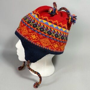 KOOTENAY KNITTING Colorful Wool Knit Earflap Chullo Hat